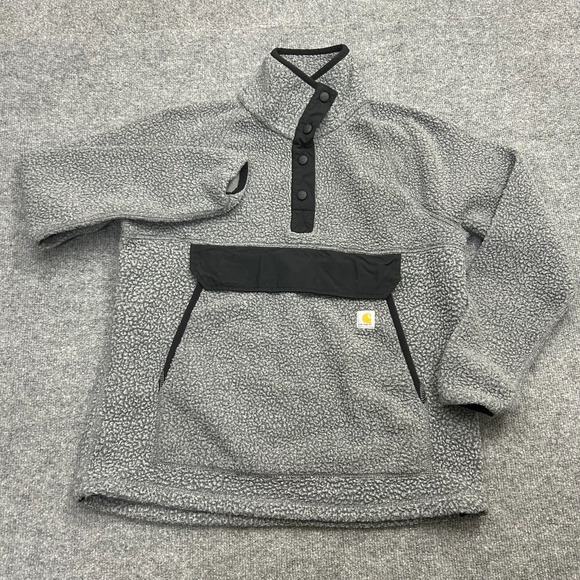 Carhartt Jackets & Blazers - Carhartt Fleece Pullover Anorak Jacket Women's M Relaxed Gray Black Snap-T